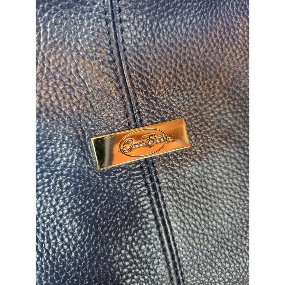 Onna‎ Ehrlich Navy Blue L Satchel Crossbody Pebbled Leather Handbag Classic EUC